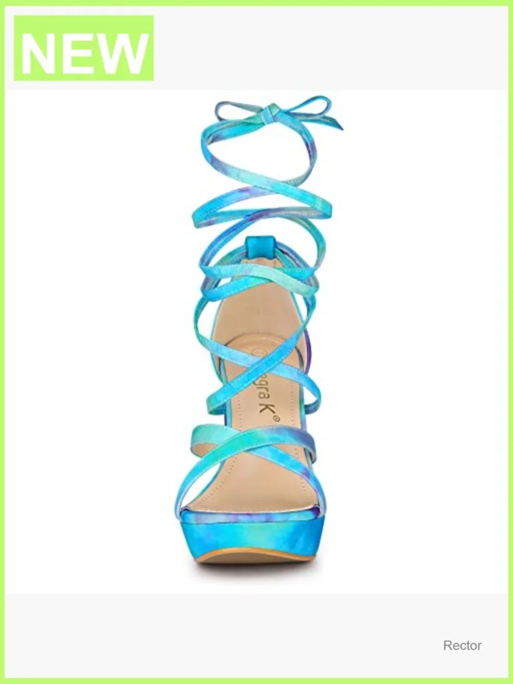Tie Dye Platform Chunky Heel Lace Up Sandals Women's Open Toe